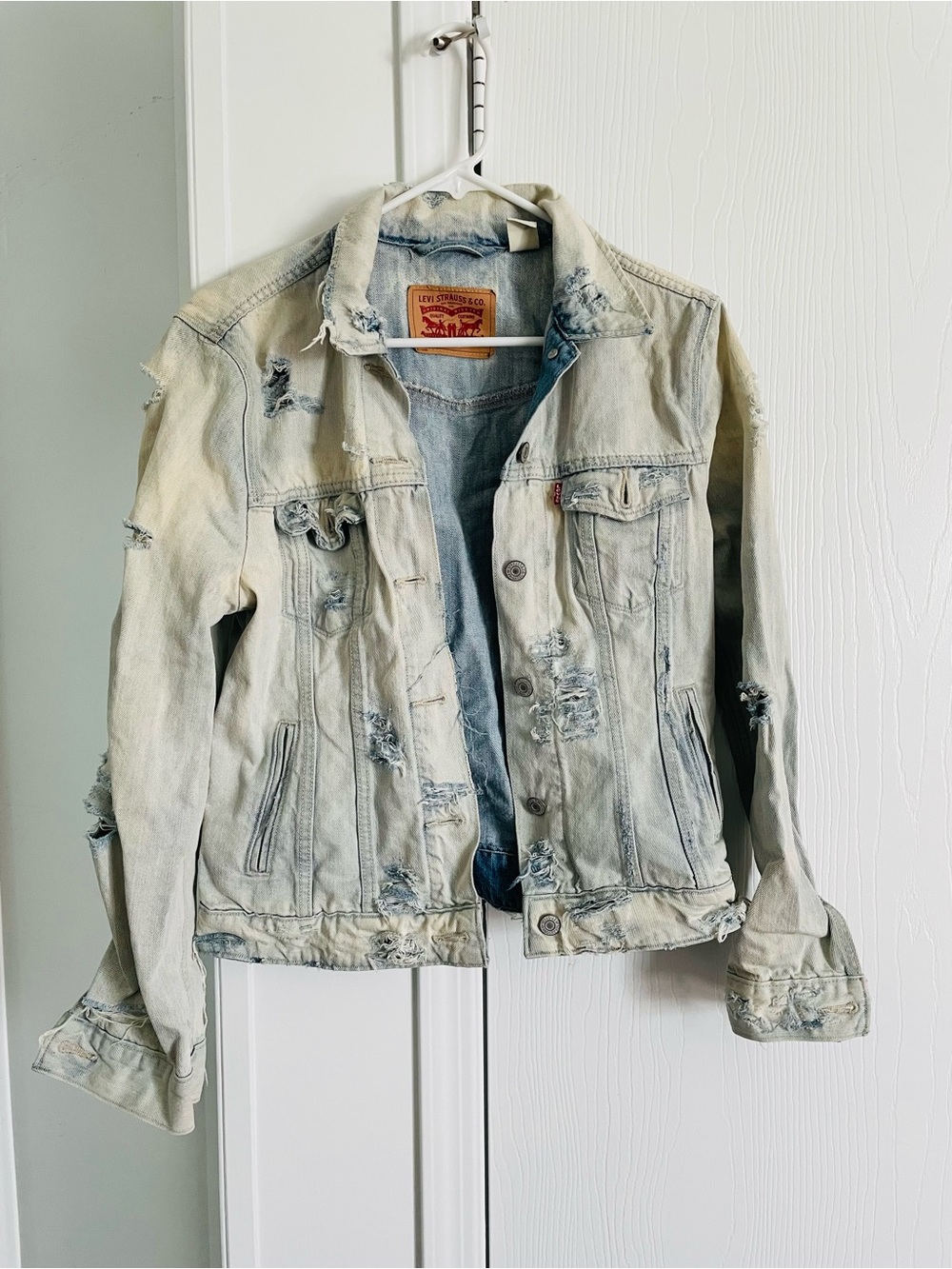 Levi's Light Wash Distressed Denim Jacket - Pale Blue